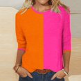 thumbnail image 1 of RXIRUCGD T-shirt Imprimé de Mode pour la Saint-Valentin pour Femme, Blouse à Manches 3/4, Col Rond, Hauts Décontractés, Orange, Taille : M, 1 of 5