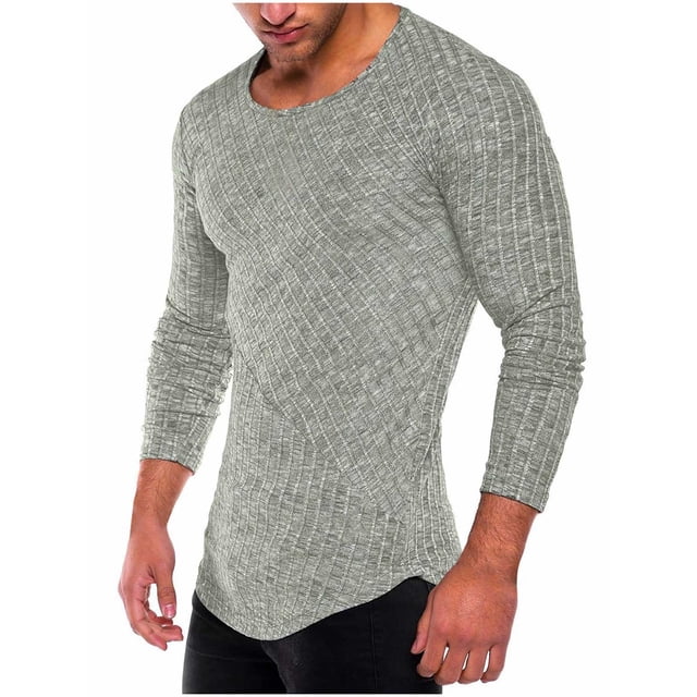 Pompotops T-shirt à Manches Longues pour Hommes, Mode Décontractée Printemps et Automne, en Solde