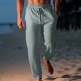 thumbnail image 1 of Pants for Men, Mens Fashion Drawstring Elastic Waist Solid Color Casual Length Pants, 1 of 6