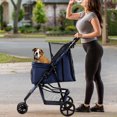 thumbnail image 2 of 3 Wheels Pet Stroller Dog Cage Stroller Travel Folding Carrier,30lbs Capacity, 2 of 8