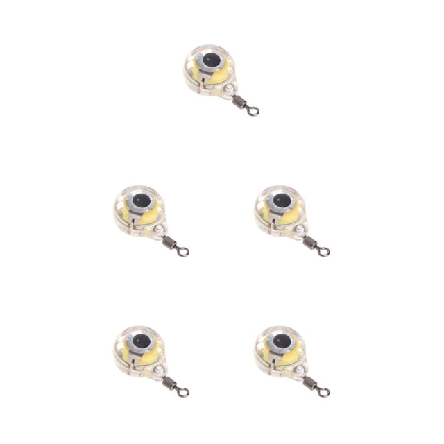 relayinert Fishing Lure Light LED Waterproof Eye Shape Lighting Fish Bait Plastic Reusable Glowing 1.3cm Angling Lamp Tackle White 5Set