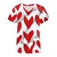 thumbnail image 1 of TIMIFIS Haut de Sarrau Rouge Femme Imprimé Manches Courtes Col en V Hauts Uniforme de Travail Imprimé de la Saint-Valentin avec Poche Blouse avec Poches-Rouge - Printemps, 1 of 3