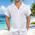 thumbnail image 3 of Men's Casual Linen Shirt - Cuban Collar, Button Down, Breathable Material, Perfect for Summer & Vacation, 3 of 5