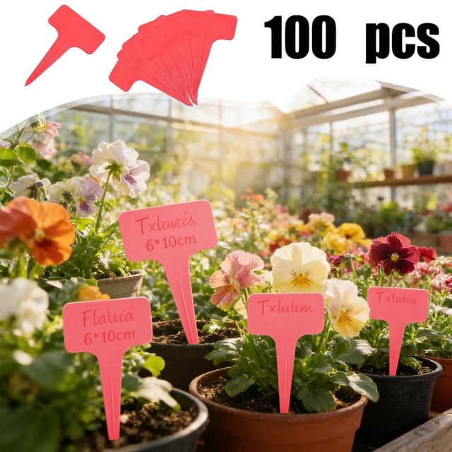 Todaioua Plant Labels, 100pcs T Type Plant Markers, Plastic Garden Labels, Waterproof Plant Tags, Herb Garden Markers, Outdoor Plant Labels, Seedling Identification Tags, Durable Garden Markers