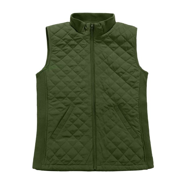 Bienzoe Gilet Matelassé Léger pour Femme, Doudoune Rembourrée, Mode, Fermeture Éclair, Veste Décontractée, Olive, TG