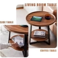thumbnail image 3 of BeesClover Round End SideTable, 19.7in Wooden Bedside Table Nightstand with Large Tabletop & Black Metal Frame, 2-Tier Storage for Living Room, 3 of 6