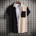 thumbnail image 3 of BOBOGOJP Chemise en Coton et Lin pour Hommes, Manches Courtes, Extérieure, Kaki L, 3 of 4