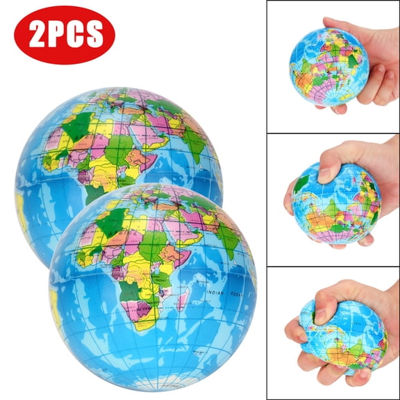 Agiferg 2 Pcs Balle Anti-Stress Carte du Monde Balle de Paume Balle Terre
