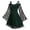 renaissance dress women-A05-Green, variant on Sexy Goth Clothes For Women Mesh Butterfly Trumpet Sleeve Shirts Vintage Cold Shoulder Blouse Halloween Costumes
