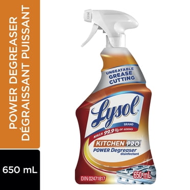 Nettoyant antibactérien de cuisine Lysol, dégraissant puissant Kitchen-Pro, dégraissage imbattable, 650 ml