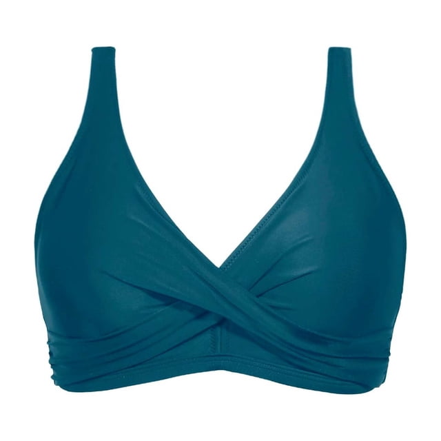 MIASHUI Plus Size Swimwear Tops for Women with Underwire Full Coverage and Adjustable Tie Back Design Navy,XS