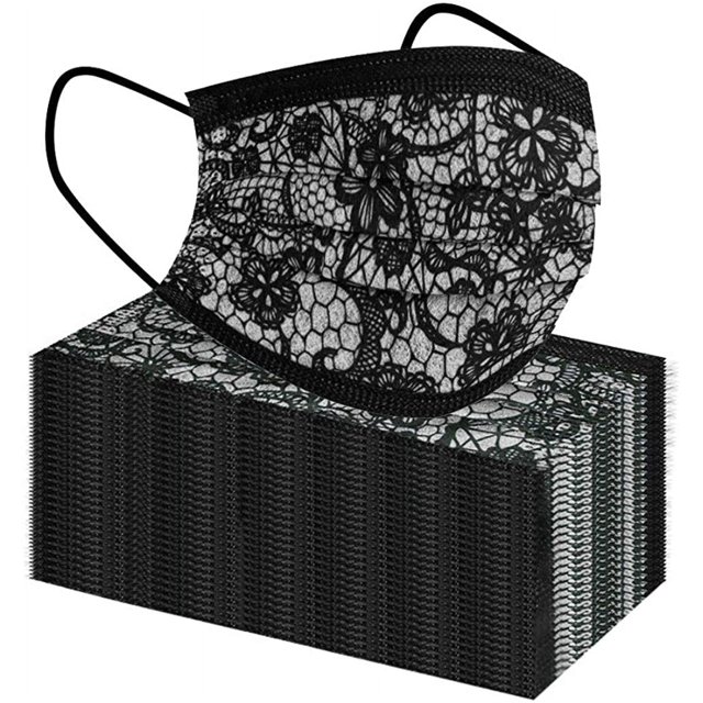 EcoNesxp Masque Jetable Imprimé en Dentelle Masque Jetable pour Adulte à 3 Couches