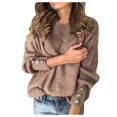 thumbnail image 2 of Pxiakgy Manteaux d'Hiver pour Femmes Pull-Over Mode Couleur Unie Col Rond Chaud à Manches Longues pour Femmes Kaki + TTG, 2 of 3