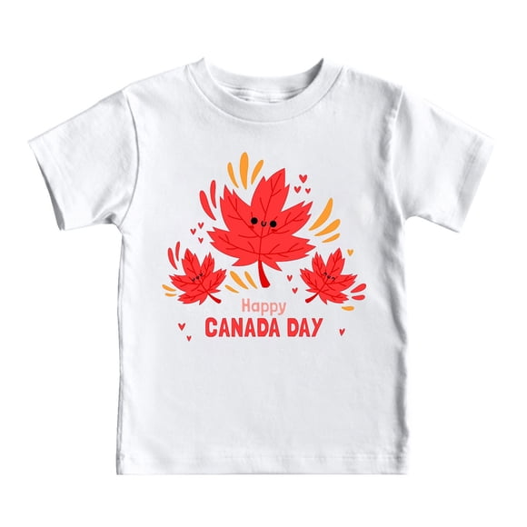 PMVFHDE T-Shirt à Manches Courtes Imprimé Feuille d'Érable Garçon T-Shirt d'Été à Manches Courtes pour Enfants Journée Internationale du Canada Feuille d'Érable Imprimé Dessin Animé Hauts Amples Confortables Vêtements pour Enfants