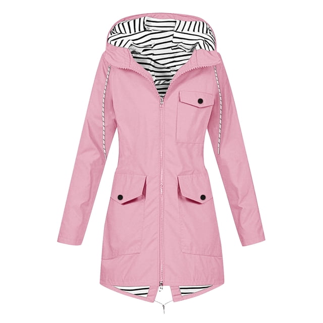 Yuyuzo Manteau de Pluie pour Femmes à Manches Longues, Léger, à Capuche, Imperméable, Actif, Extérieur, Veste de Pluie