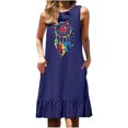 thumbnail image 2 of Ovzne Robes d'Été pour Femmes 2025 Robe Mode Femmes Imprimé Col Rond Sans Manches Poche Jupe Plissée Robe à Empiècements Robe de Printemps Imprimée Liquidation, 2 of 6