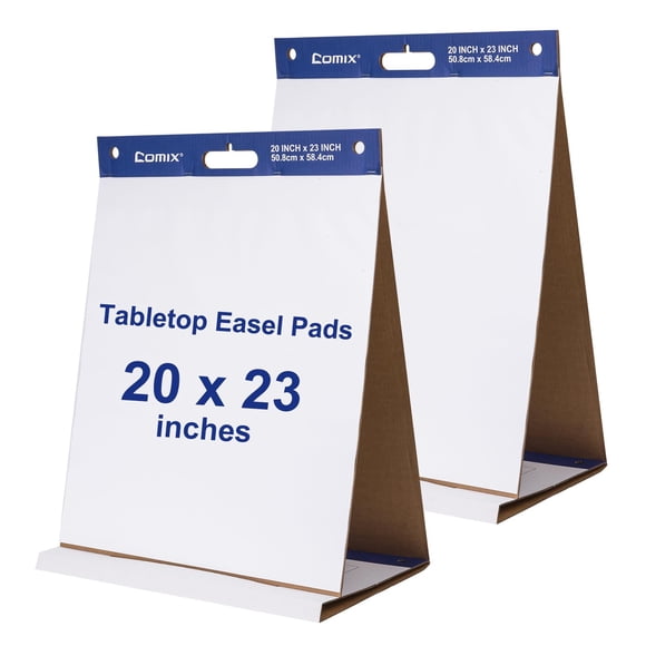 Comix Sticky Portable Tabletop Easel Pads 20 x 23 Inches Flip Chart Paper for Teachers Large Self Stick Easel Paper for Office School Supplies 20 Sheets/Pad 2 Pads/Pack
