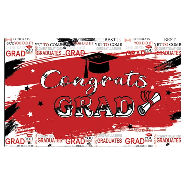 Decorative Flags, 2025 Class Graduation Photography Black and Gold Bachelor Cap Balloon Grad Congrats Banner Background Congrats Grad Prom Banner Background, Flags_ Banners & Accessories