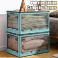thumbnail image 3 of Foldable Plastic Storage Box Stackable Bin With Lid, 5 Sided Door Opening Design, Translucent Opening For Closet Organizers, Living Rooms, Bedrooms, Kitchens, And More, 3 of 8