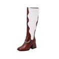 thumbnail image 2 of EGNMCR Knee High Boots Oversized Women's Fall/Winter Velvet Lining Color Matching Rectangle Toe Thick High Heels Long Chain Boots, 2 of 5