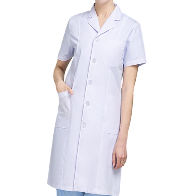 Lab Coat Female Costume Professional White Soft Comfortable Laboratory Coat for Short Sleeved S