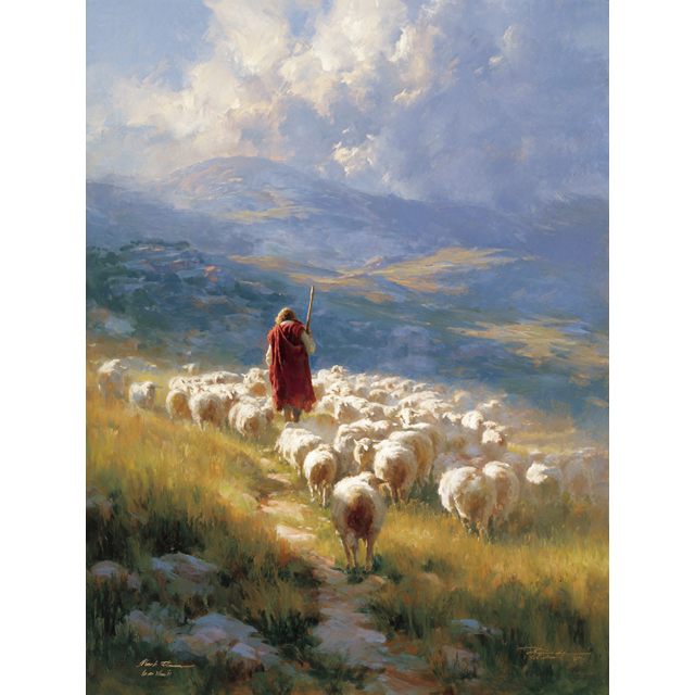 Shepherd Sheep Mountain Landscape Canvas Wall Art 15.75x11.81 Inches