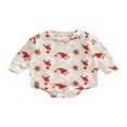 thumbnail image 1 of Baby Girl Romper  Long Sleeve  Neck Cartoon Ghost / Santa / Flower Loose Button Romper, 1 of 8