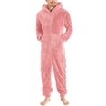 thumbnail image 1 of UAMVSH Mens Fuzzy Fleece Hooded Jumpsuits Warm Plus Size Long Sleeve Zipper Plush Pajama Onesies with Pockets Winter One-Piece Rompers(3X-LargePink), 1 of 7