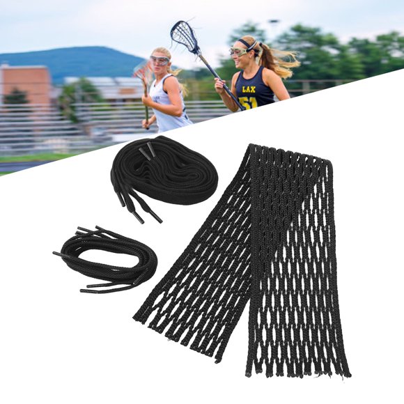 Corde en Maille pour Lacrosse, Kit de Filage en Maille Portable Résistant à l'Usure Noir pour l'Entraînement