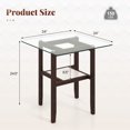 thumbnail image 3 of Gymax 24'' Square Glass Side Table w/Storage Shelf & Rubber Wood Frame for Living Room, 3 of 10