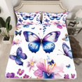 thumbnail image 1 of Purple Butterfly Bedding Set for Kids Boys Country Rustic Style Fitted Sheet Spring Blooming Flowers Bed Cover Room Decor Soft Polyester Sheet Set with 1 Pillowcase,No Top Flat Sheet,Twin, 1 of 5