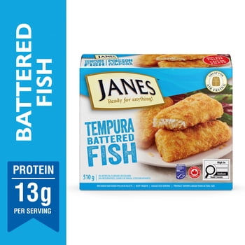 Janes® Tempura Battered Fish, 450g, Frozen Tempura Battered Fish Fillets, Contains Pollock., Janes Tempura Battered Fish