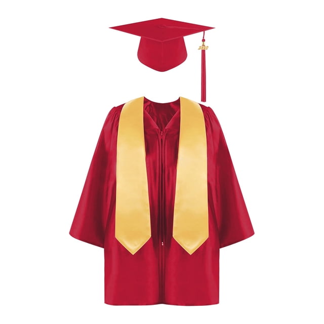 RXIRUCGD Ensemble de Costume de Performance de Graduation pour Enfants à Manches Longues et Filles Blouses Col Rond Ensembles (Rouge, Taille : 4 Ans)