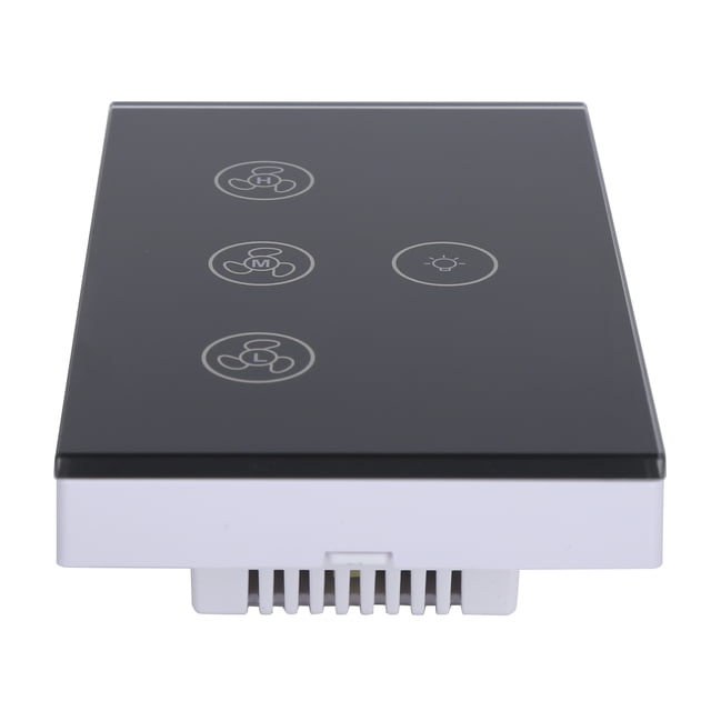 Touch Fan Switch, Smart WiFi Fan Lamp Touch Switch, Tempered Glass Panel Wall Touch Switch Voice Control Compatible for Home