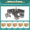 thumbnail image 3 of Patiojoy 9 Pieces Outdoor Patio Furniture Set with 32-Inch Propane Fire Pit Table Outdoor PE Wicker Space-Saving Sectional Sofa Set with Storage Box and Cushions Gray, 3 of 9
