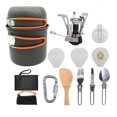 thumbnail image 4 of 11pcs Camping Cookware Mess Kit w/ Outdoor Alloy Backpack Pot Stoves Carabiner Set Color_B, 4 of 8