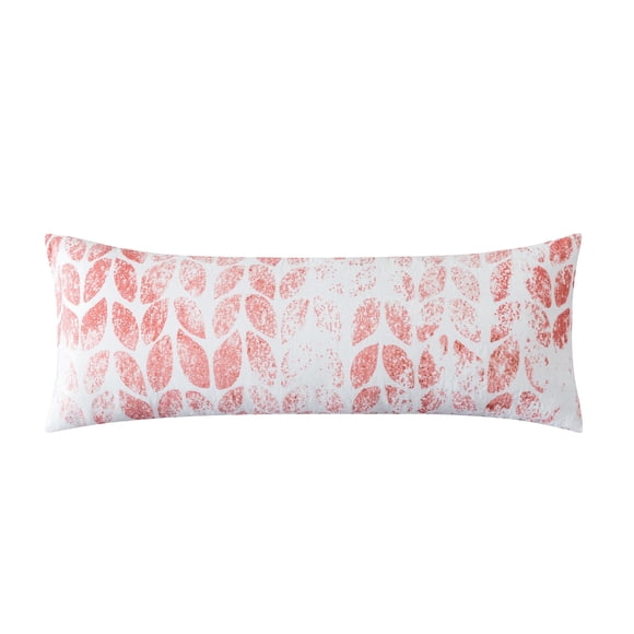 BedTreat Body Pillow with Printed Velvet Pillowcase, Fluffy Body Pillow for Adults, Removable cover, Sangay , Burnt Coral (20"x54")