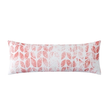 BedTreat Body Pillow with Printed Velvet Pillowcase, Fluffy Body Pillow for Adults, Removable cover, Sangay , Burnt Coral (20"x54")