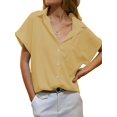 thumbnail image 1 of Avamo Ladies Tops Button Down Shirts Lapel Neck Blouse Casual Tunic Shirt Work Yellow XL, 1 of 2