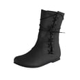thumbnail image 2 of LSLJS Men's Mid-Calf Boots, Men's Winter Flat Heel Leather Strap Warm Lace Up Vintage Mid Boot Rider, 2 of 3