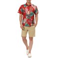 thumbnail image 2 of INSPIRE CHIC Chemises pour Hommes Manches Courtes Imprimé Floral Boutonné Col Pointu Chemise Hawaïenne 38 Rouge Vert, 2 of 6