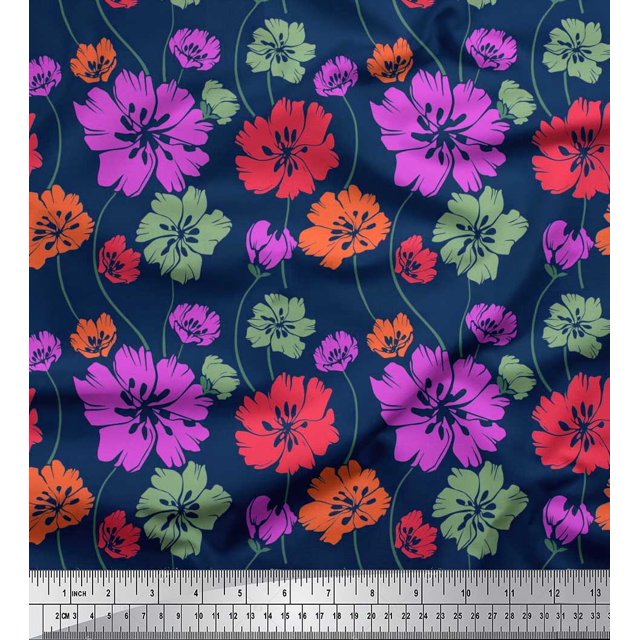 Soimoi Velvet Fabric Artistic Floral Decor Fabric Printed Yard 58 Inch Wide