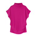 thumbnail image 3 of AMERTEER Blouse Décontractée en Coton à Manches Courtes et Col Roulé pour Femmes, Grande Taille, 3 of 4