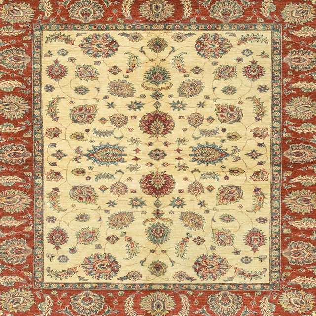 Ahgly Company Tapis d'Intérieur Carrés Abstraits Rouges Orientaux, 3 Pieds Carré