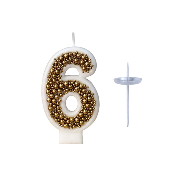 SLYNSHome 6th Birthday Candle for Cake Colorful Numeral Candles for Birthday Party Cake Decorations, Golden Cake Topper (Number 6)