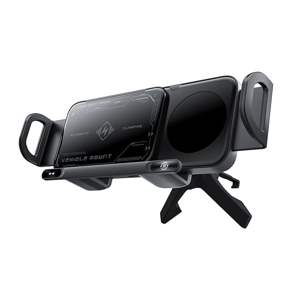 Wireless Car Charger, 2 in 1 Auto Rotating Phone Holder, 15W Fast Charging Auto Clamping Car Charger Cell Phone Holder Mount Vent for Most Phones A9H8