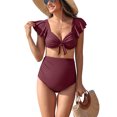thumbnail image 1 of Ruffled V Neck Bikini Sets for Maternity Tie Back Two Piece Bath Suit Pregnancy Swimsuit, 1 of 5