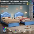 thumbnail image 4 of EDTara Twin Size Princess Bed Frame with Storage Drawers & LED Lights, Velvet Upholstered Platform Bed with Crystal Buttons, No Box Spring Needed, Noise-Free Kids Bed, 4 of 9