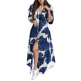thumbnail image 1 of Ketyyh-chn99 Robes d'Invitée de Mariage pour Femmes 2024 Robe d'Été Robe Extensible Robes d'Été pour Femmes Imprimé Décontracté Col en V à Boutons Manches Courtes Robes Décontractées pour Femme Bleu Marine,G, 1 of 4