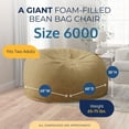 thumbnail image 3 of Ultimate Sack 6000 6-Foot Bean Bag Chair Oversized Foam Lounger, Camel Suede Cover, 3 of 8